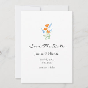 Three Poppies Watercolor Bouquet Save The Date
