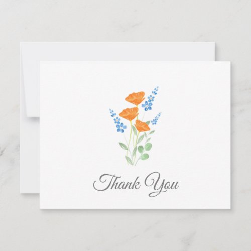 Three Poppies Watercolor Bouquet Thank You Card