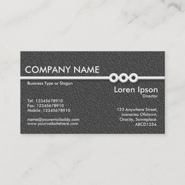 Three Portholes Line - Dark Gray Texture Business Card (Front)