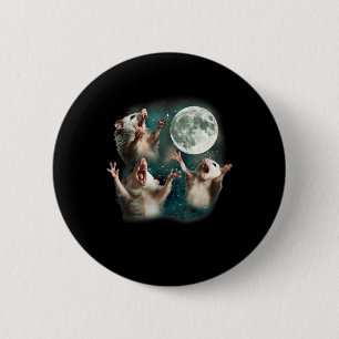 Three Possum Moon _ 3 Opossum Funny Weird Cursed M Button
