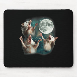 Three Possum Moon _ 3 Opossum Funny Weird Cursed M Mouse Pad