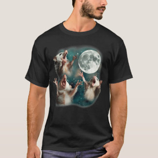 Three Possum Moon 3 Opossum Funny Weird Cursed T-Shirt