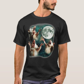 Three Possum Moon 3 Opossum Weird Cursed Meme T-Shirt