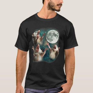 Three Possum Moon | 3 Opossum Weird Cursed Meme T-Shirt