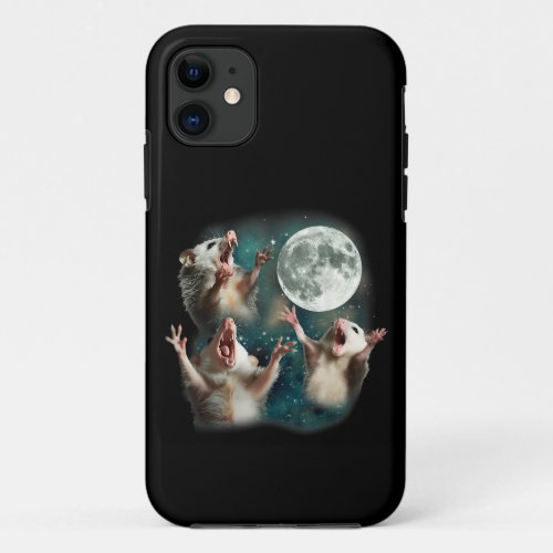 Three Possum Moon 3Opossum Funny Weird Cursed Meme iPhone 11 Case