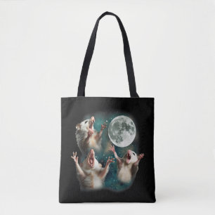 Three Possum Moon 3Opossum Funny Weird Cursed Meme Tote Bag
