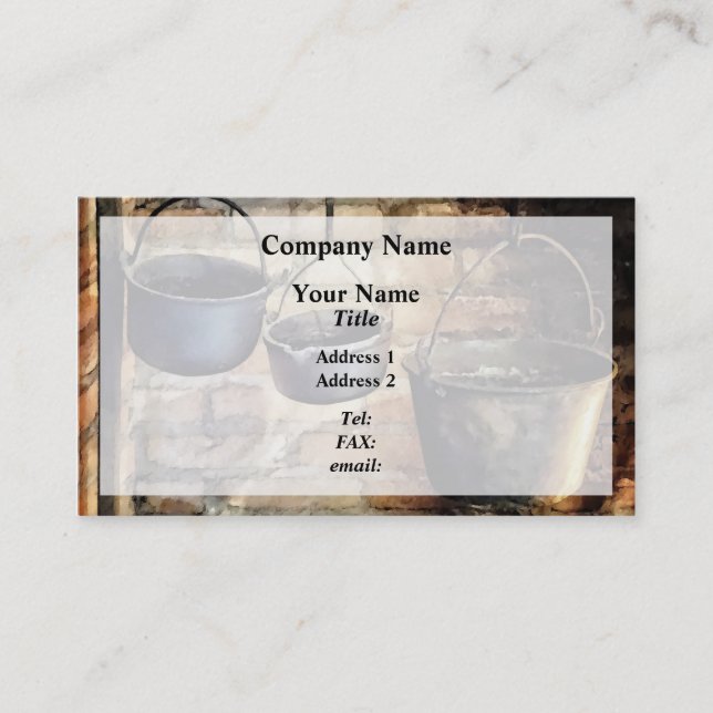 Three Pots in Colonial Kitchen Business Card (Front)
