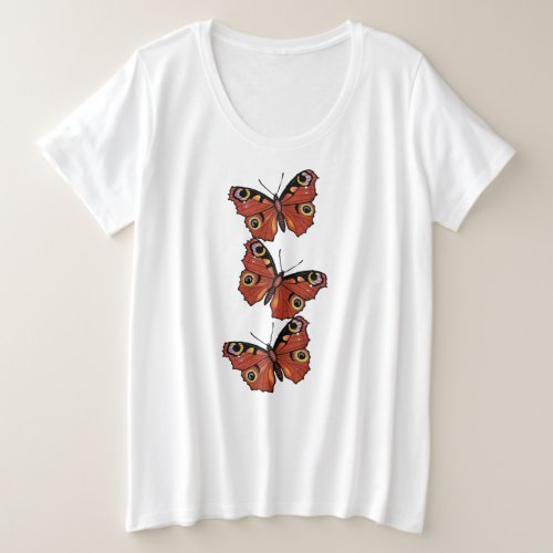 Three Pretty Golden Brown Butterflies Ornate Wings Plus Size T_Shirt