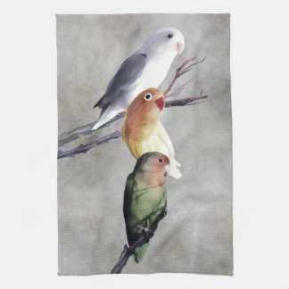 Three Pretty Lovebirds Towel