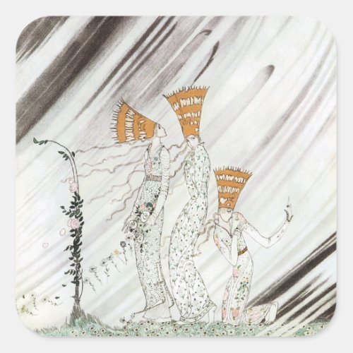 Three Princesses in Blue Mountain by Kay Nielsen Square Sticker