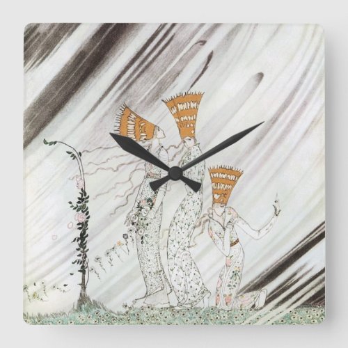 Three Princesses in Blue Mountain by Kay Nielsen Square Wall Clock