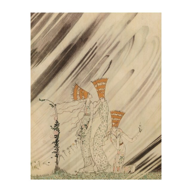 Three Princesses in Blue Mountain by Kay Nielsen Wood Wall Decor (Front)