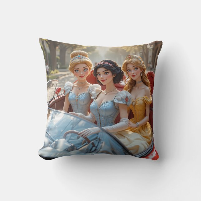Three Princesses Throw Pillow (Front)