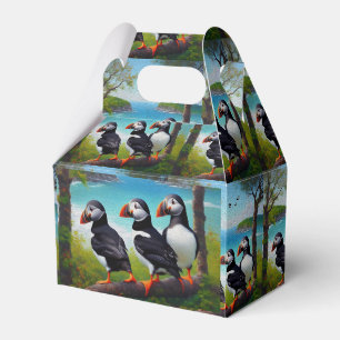 Three Puffin Birds Oil Paint, Favor Boxes