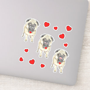 Three Pug Dogs Sticker