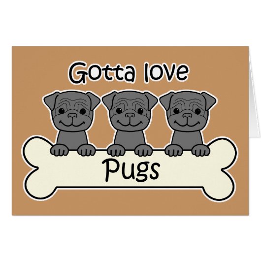 Three Pugs Cards (Front Horizontal)