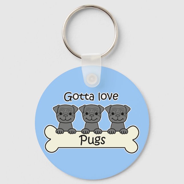 Three Pugs Keychain (Front)