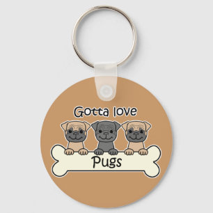 Three Pugs Keychain