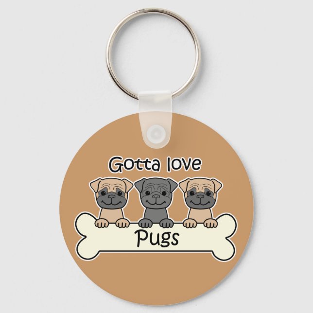 Three Pugs Keychain (Front)