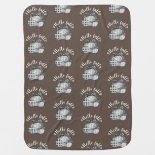 Three Pumpkin Hello Fall Baby Blanket