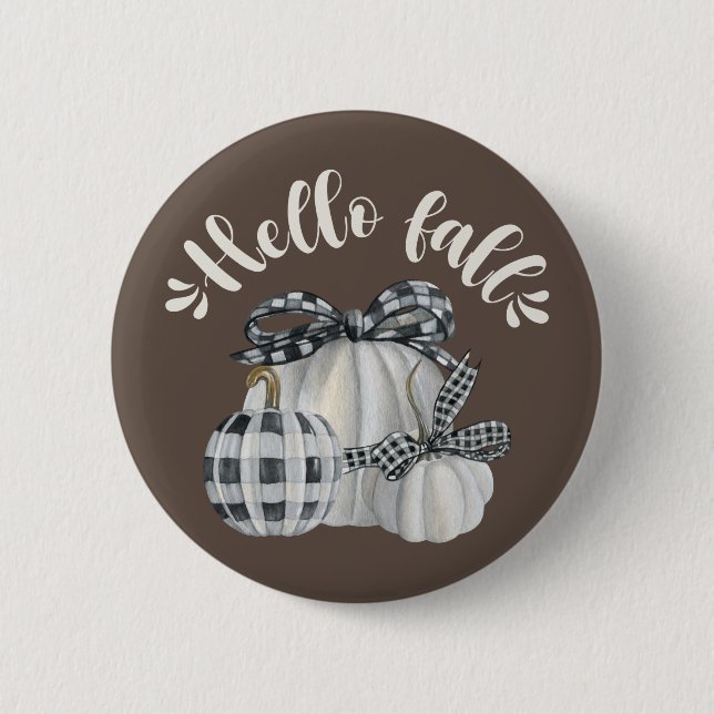 Three Pumpkin Hello Fall Button (Front)