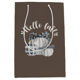 Three Pumpkin Hello Fall Medium Gift Bag