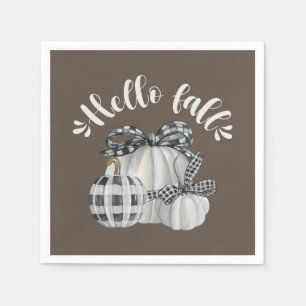 Three Pumpkin Hello Fall Napkins