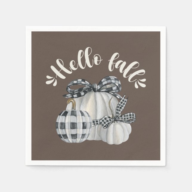 Three Pumpkin Hello Fall Napkins (Front)