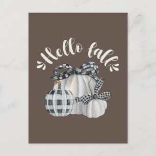 Three Pumpkin Hello Fall Postcard