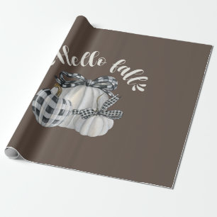 Three Pumpkin Hello Fall Wrapping Paper