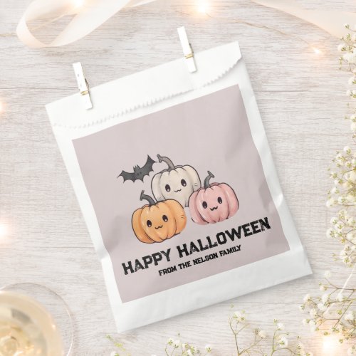 Three Pumpkins and a Bat Happy Halloween Favor Bag