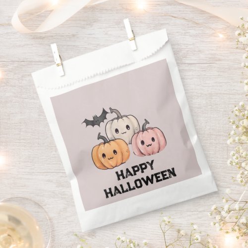 Three Pumpkins and a Bat Happy Halloween Favor Bag