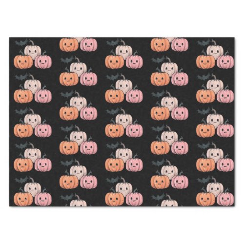 Three Pumpkins and a Bat Pattern Halloween Tissue Paper