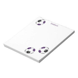 three purple black soccer balls notepad
