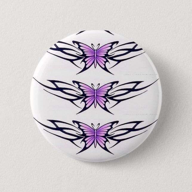 three purple butterflies button (Front)