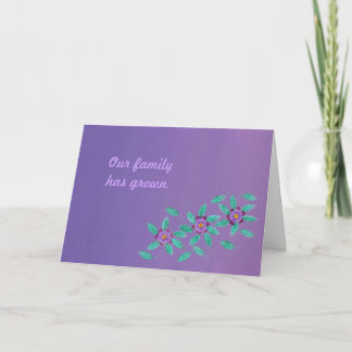 Three Purple Flowers Adoption Announcement Cards