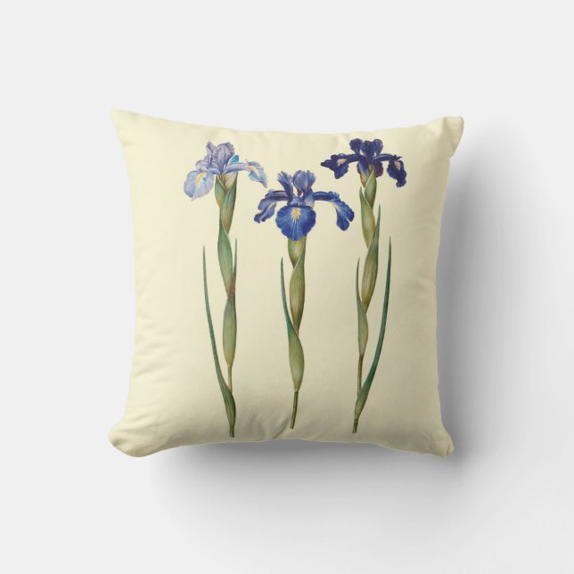 Three Purple Iris Outdoor Pillow 16x16 (Front)