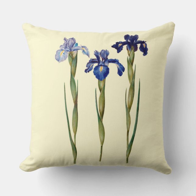 Three Purple Iris Throw Pillow 20" x 20" (Front)