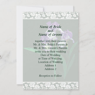 Three Purple Irises Wedding Invitation Set