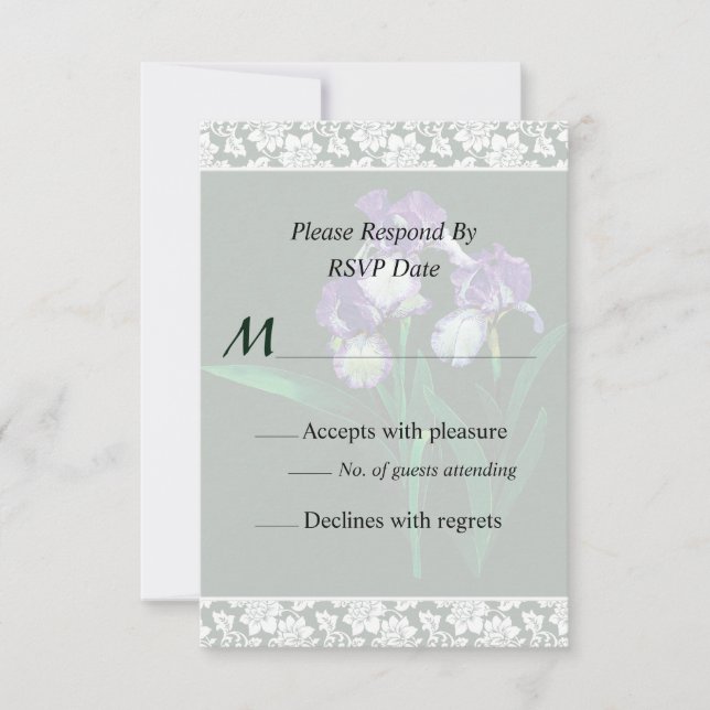 Three Purple Irises Wedding Invitation Set (Front)