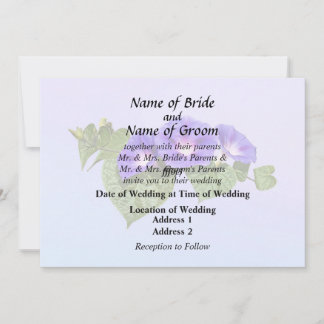 Three Purple Morning Glories Invitation