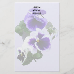 Three Purple Pansies in a Row Wedding Products Stationery