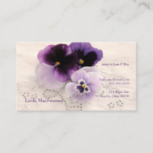Three purple pansies mom calling card