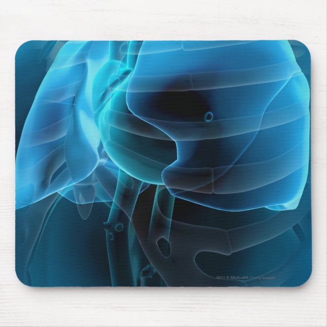 Three quarter view of the heart and lungs mouse pad (Front)