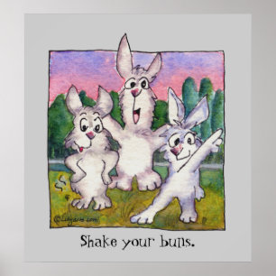 Three Rabbit Sunrise Cartoon Poster