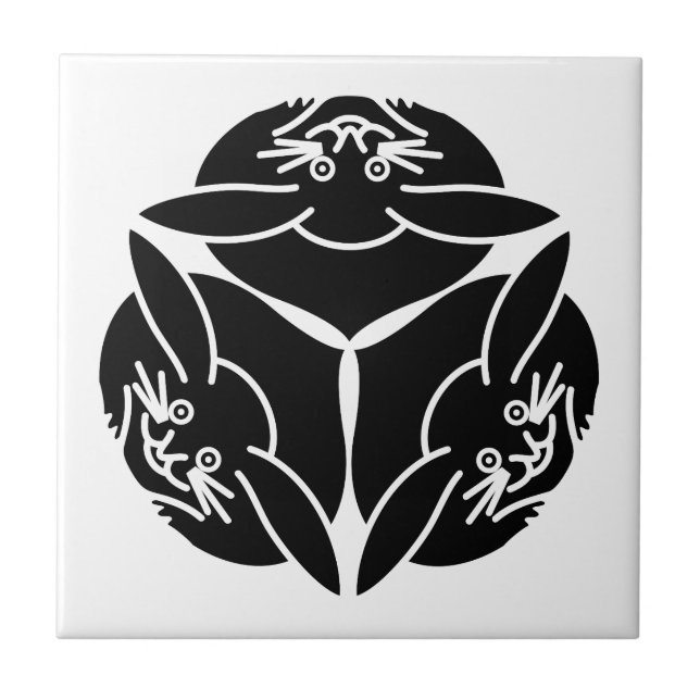 Three rabbits ceramic tile (Front)