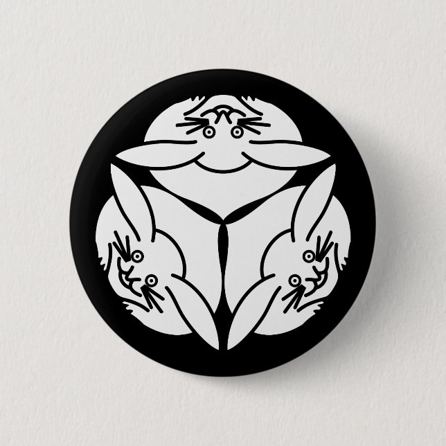 Three rabbits pinback button (Front)