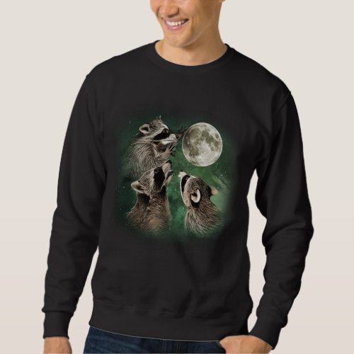 Three Raccoon With Moon Sweatshirt