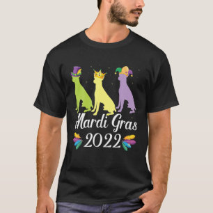 Three Rat Terrier Dogs Mardi Gras Costume Dancing T-Shirt