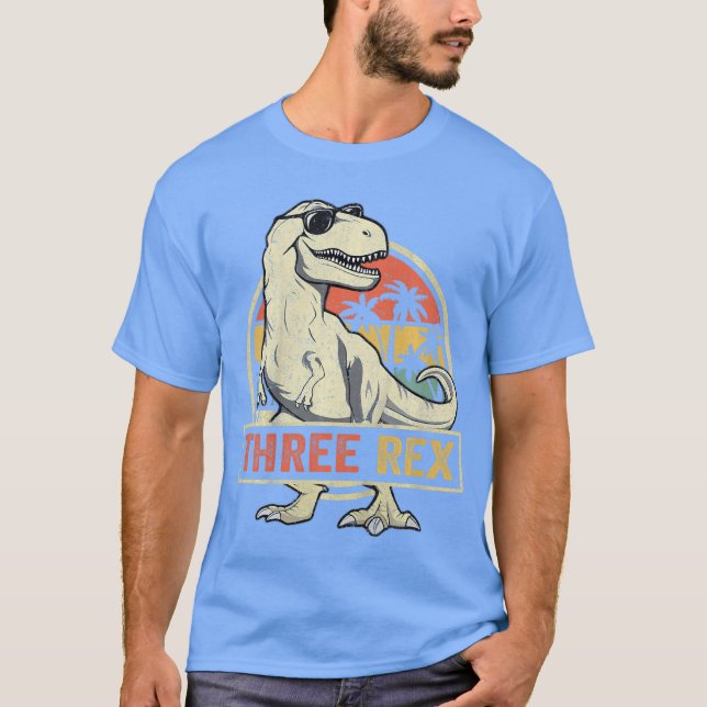 Three Re 3rd Birthday hird Dinosaur 3 Year Old ret T-Shirt (Front)